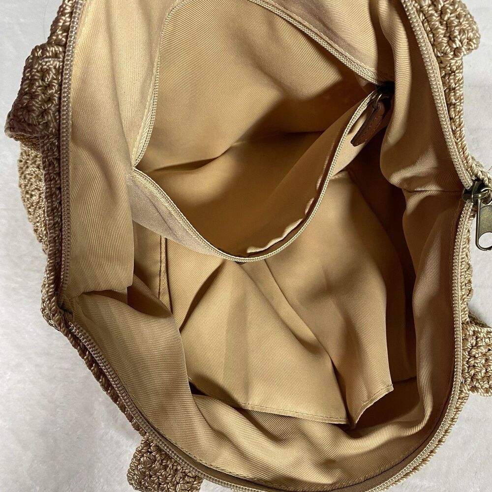 The Sak Crochet Large Tote Bag Tan Beige Boho Beachy CoastalGranny Minimalist - Picture 7 of 11